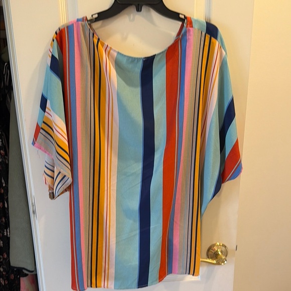 Umgee Multicolor Striped Twist-Front Blouse - Picture 2 of 3